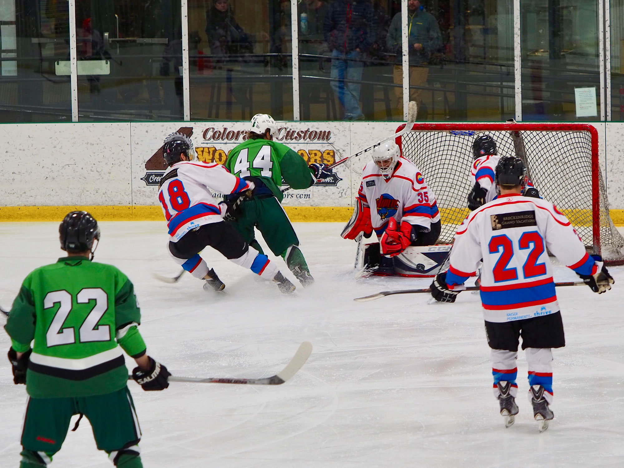 Viper Ice Hockey players defend their goal