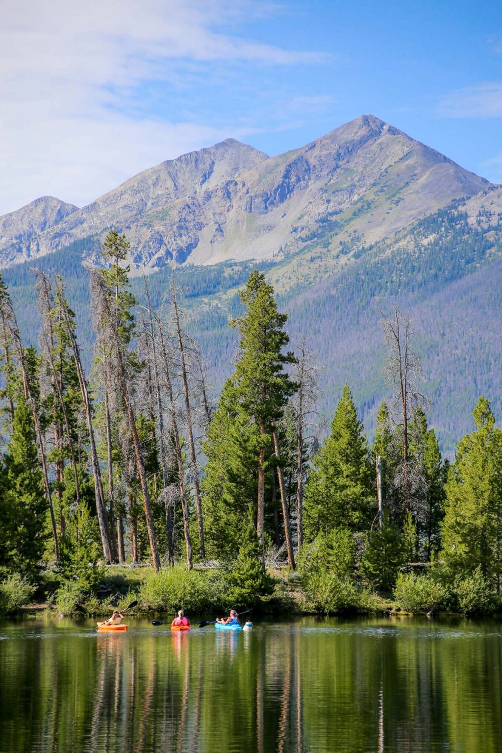 Kayakers in a cove on Lake Dillon at Breckenridge