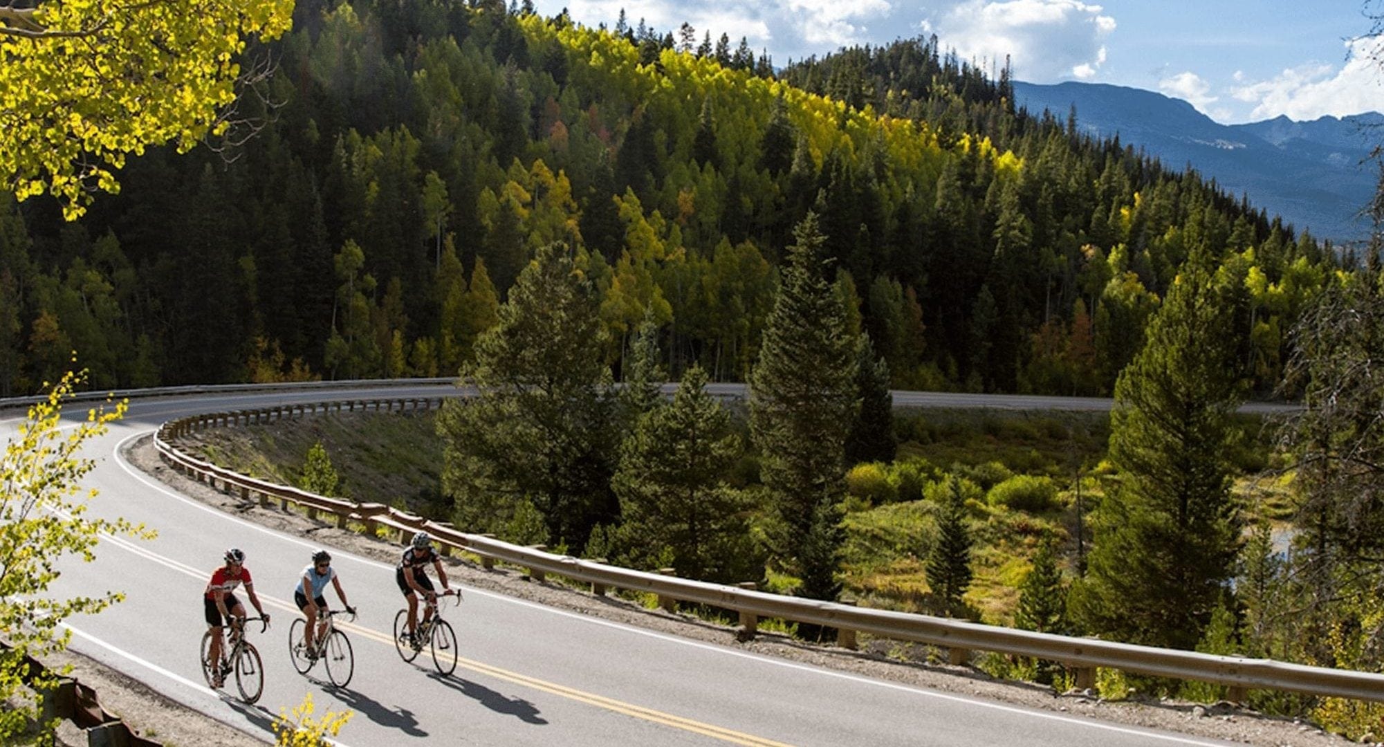 Cyclists on the road in Breckenridge