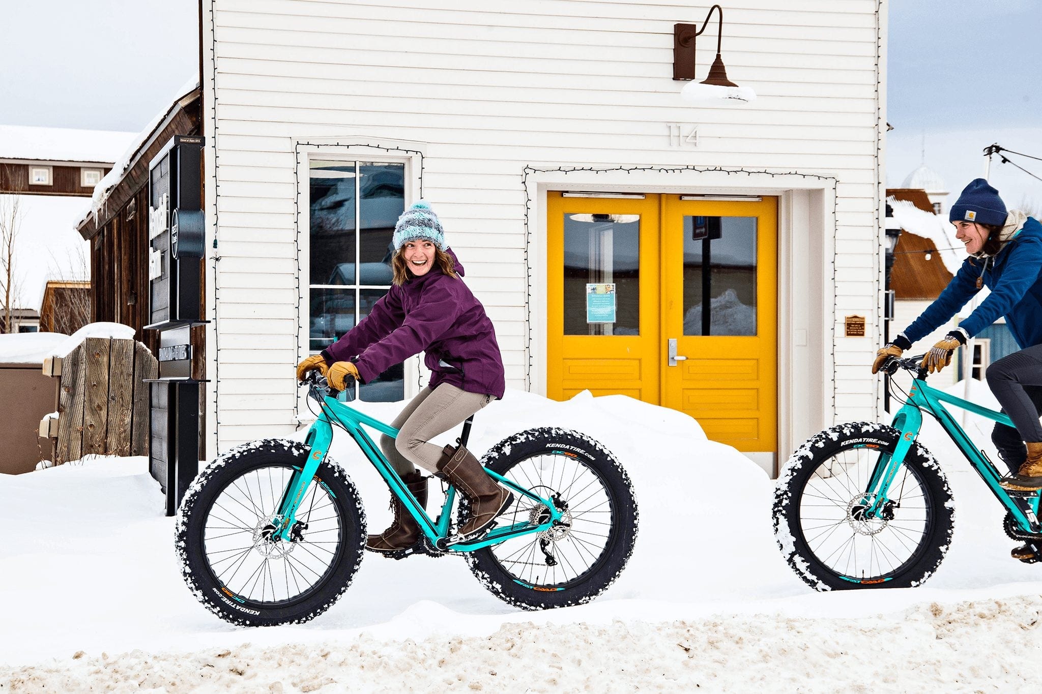 Group Fat Biking on Rental bikes Through Downtown Breckenridge