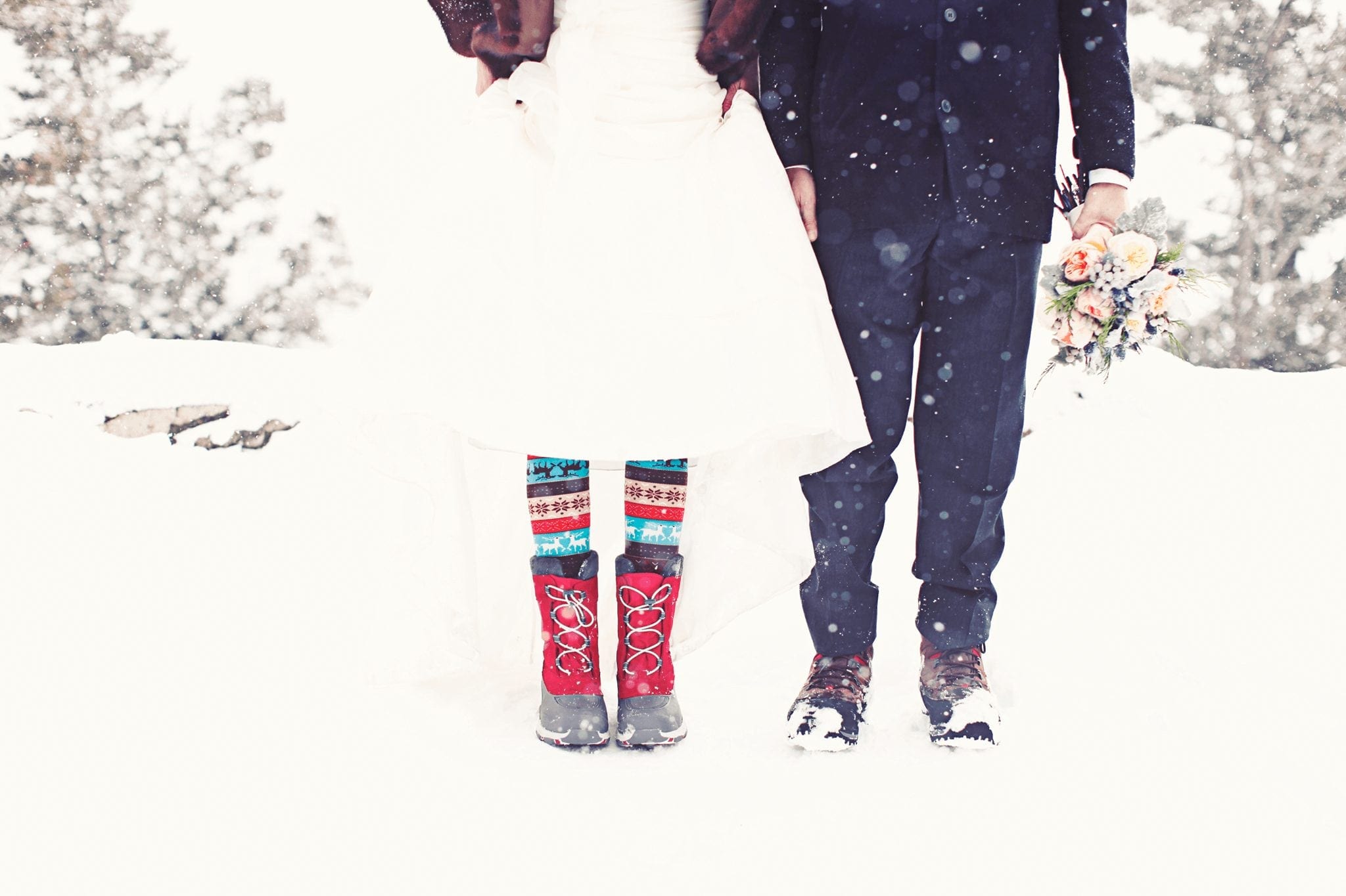 Winter Wedding in Breckenridge: couple holding hands