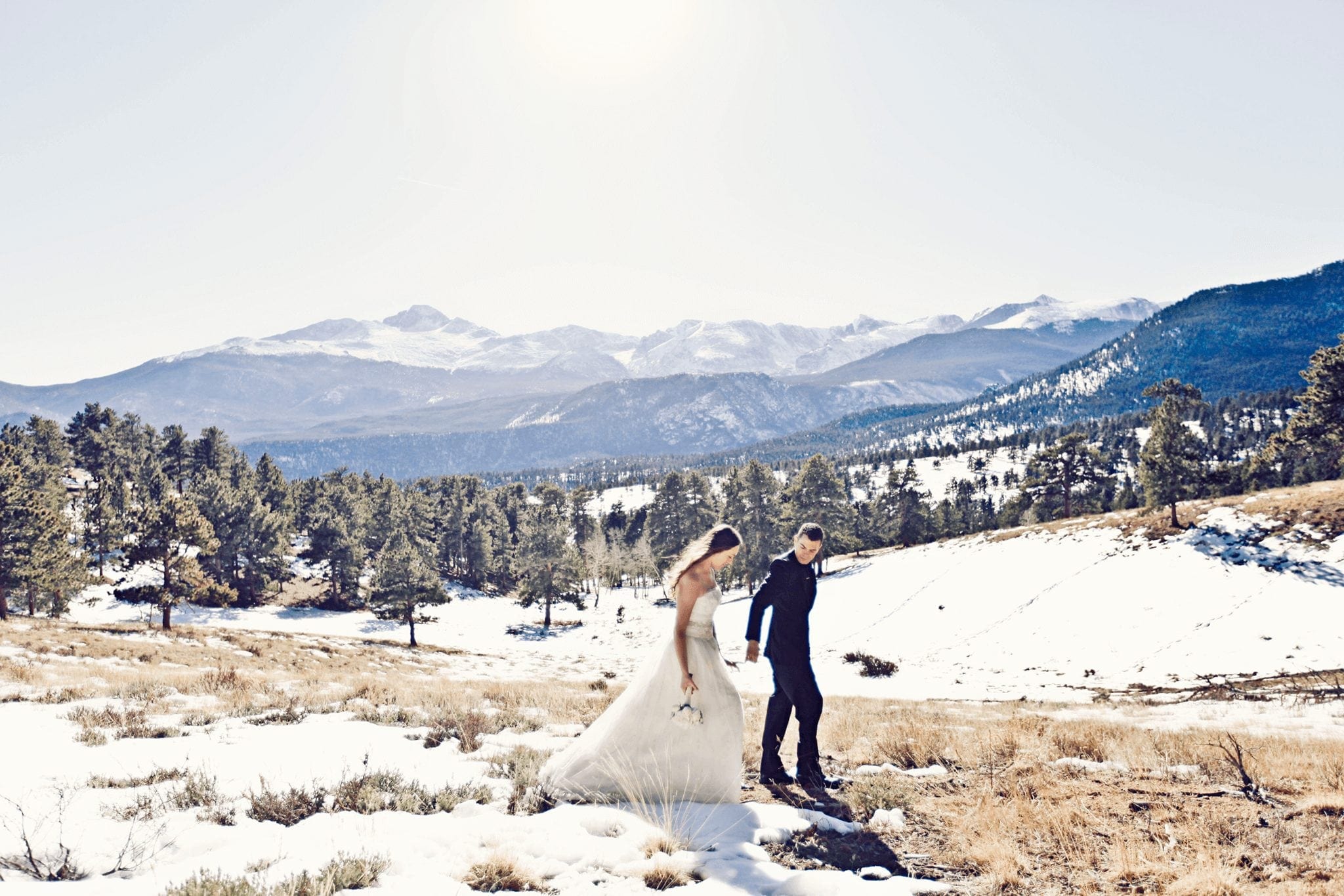 Winter Wedding in Breckenridge: couple in snow