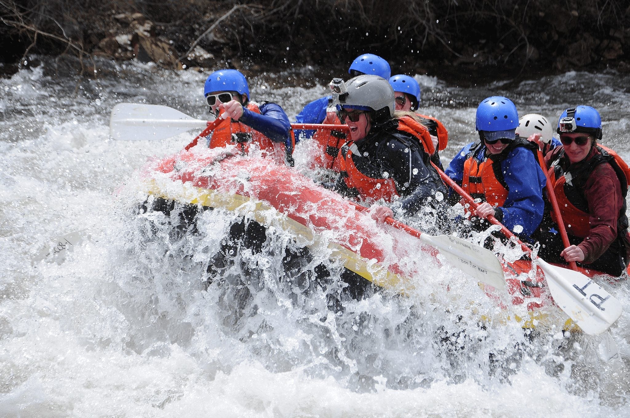 A group in the whitewater rapids while rafting in Breckenridge