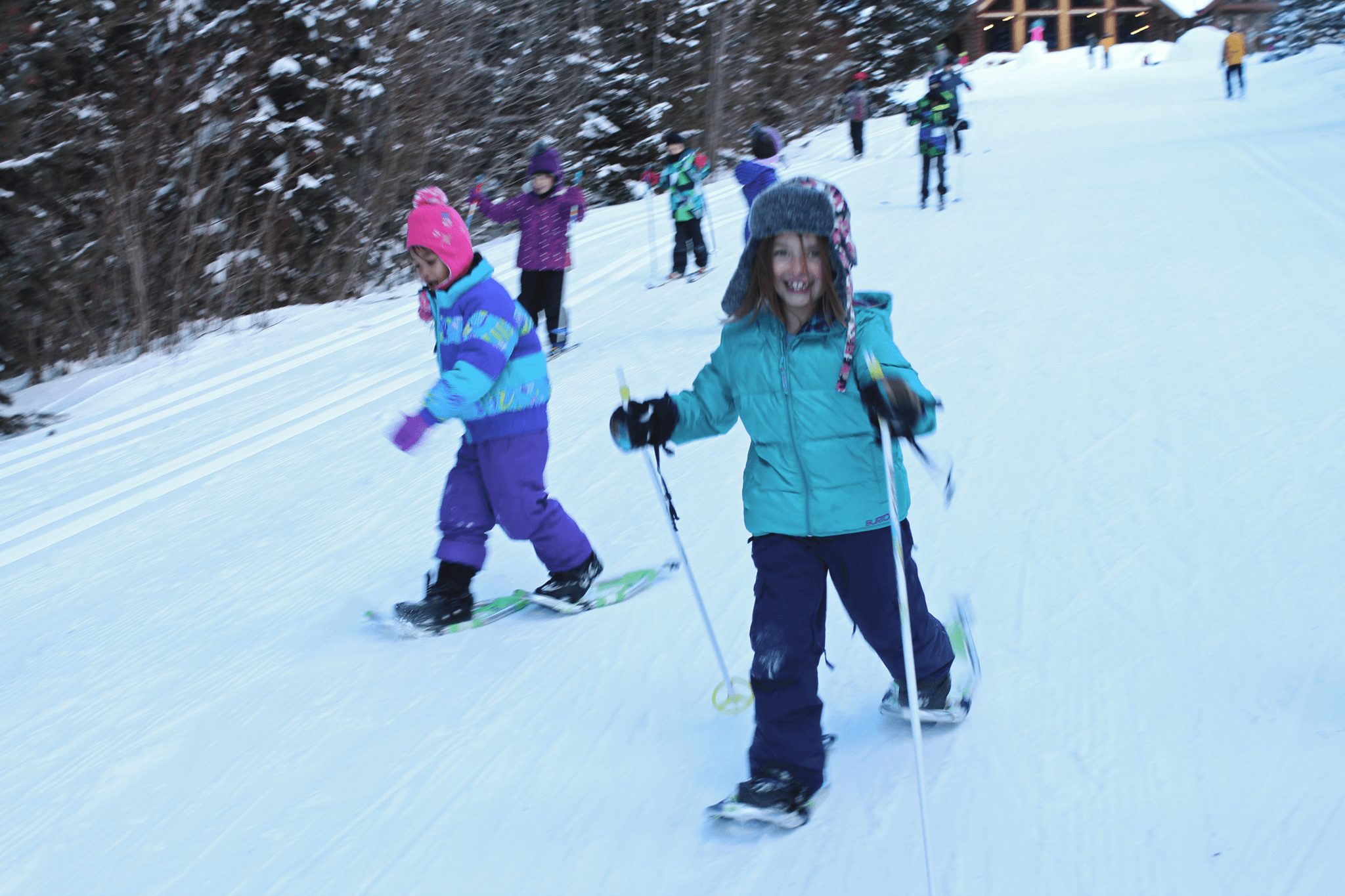Kids cross-country skiing and snowshoeing in Breckenridge, Colorado