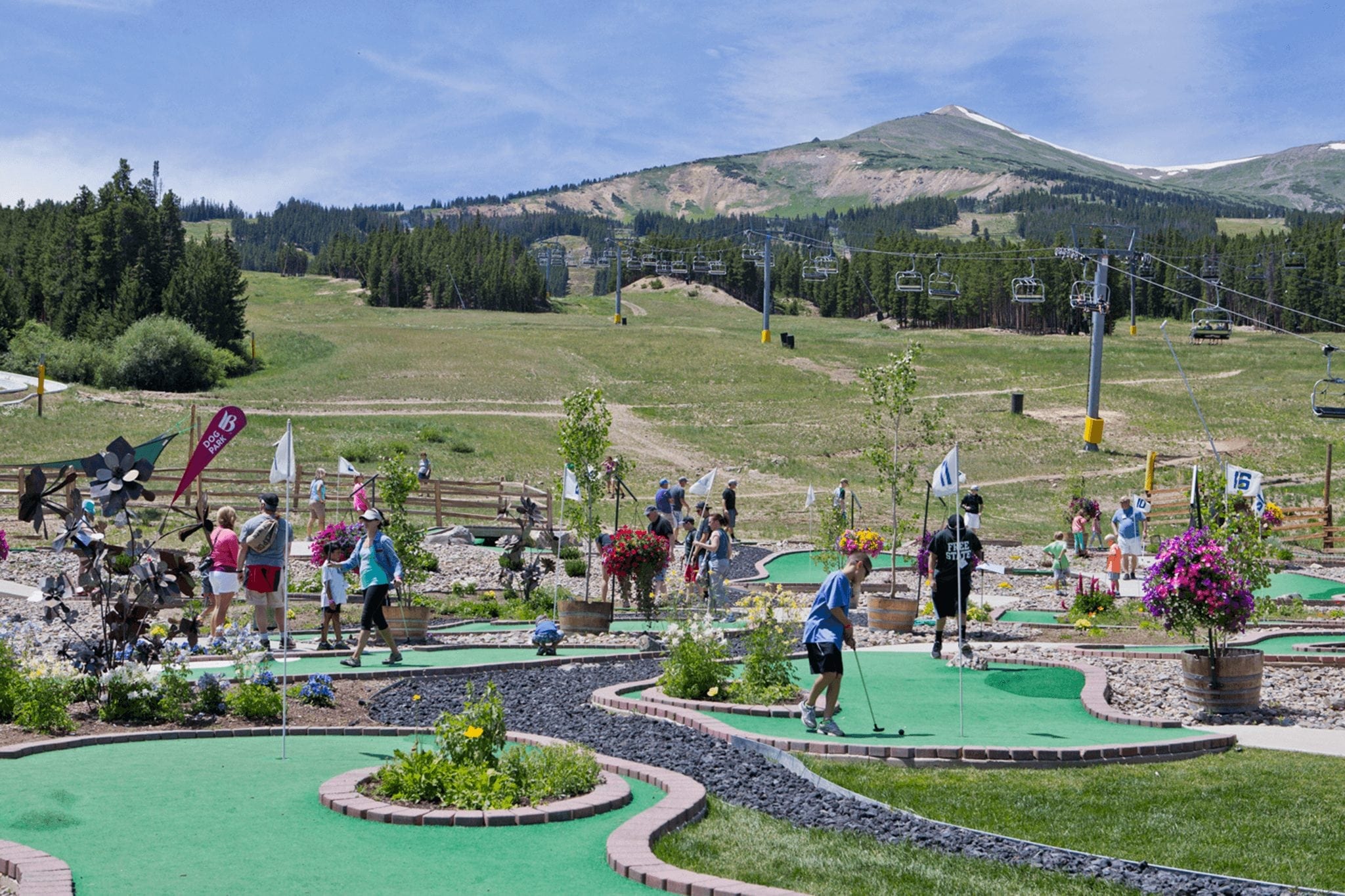 Mini golfing at Breckenridge Ski Resort's Epic Discovery in the summer