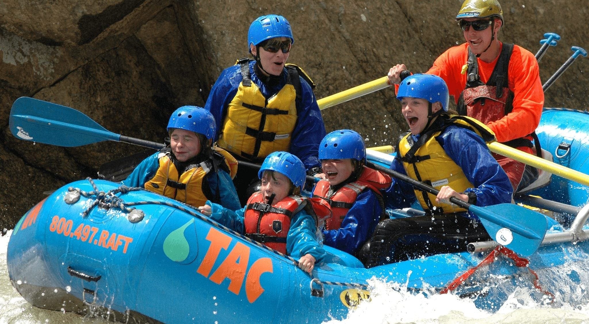 Rafting with parents and kids in the Blue River in Colorado