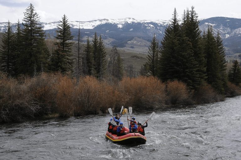 River rafting in Breckenridge with a scenic view