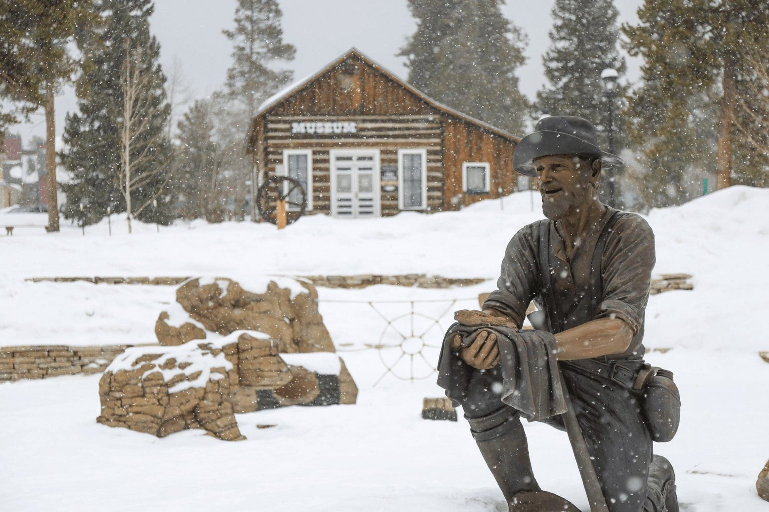 Statue outside Edwin Carter Museum and park, right along main street