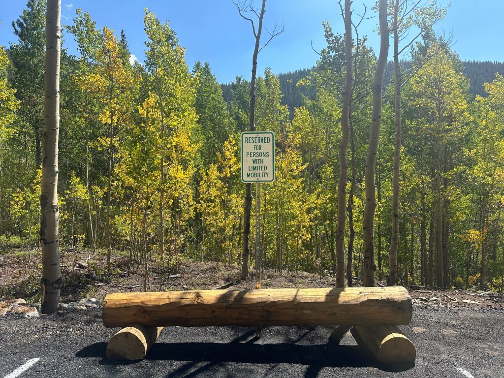 Accessible parking sign and lot.