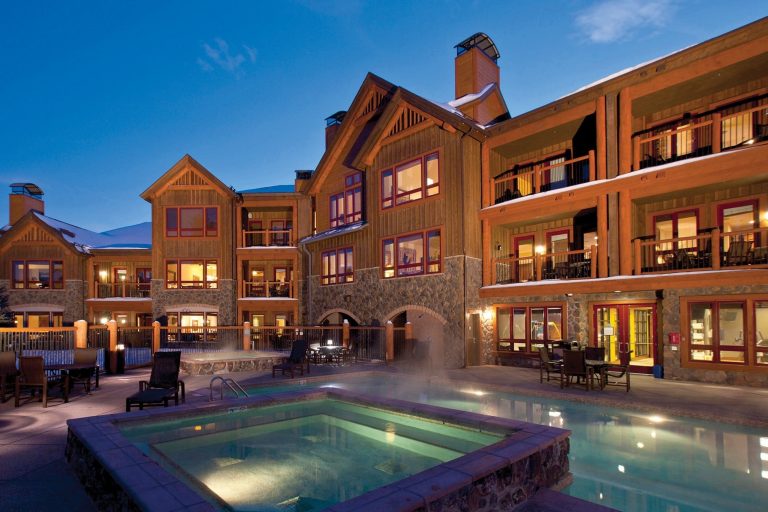 Bluesky Breckenridge nighttime pool scene