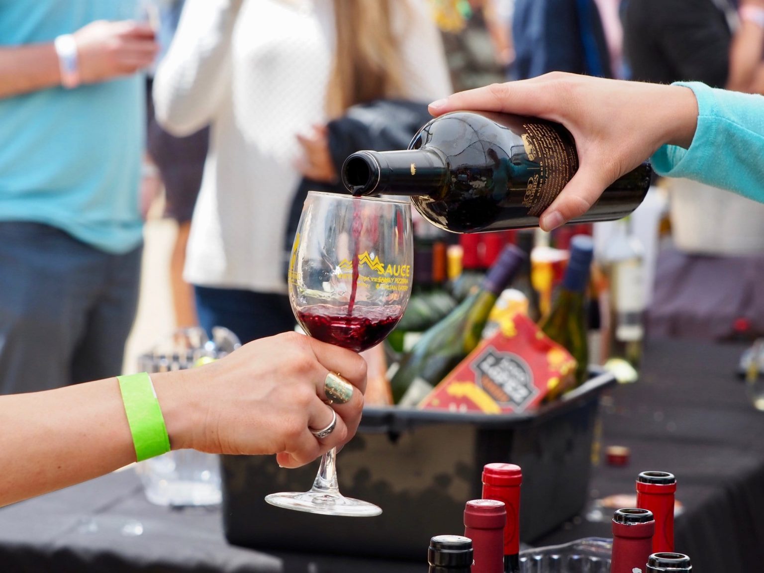 Wine being poured during Food and Wine in Breckenridge