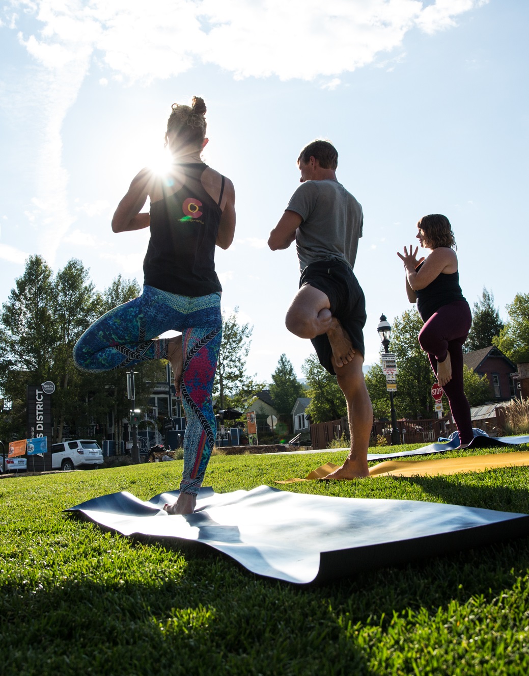 People doing Outdoor Yoga at Breckenridge