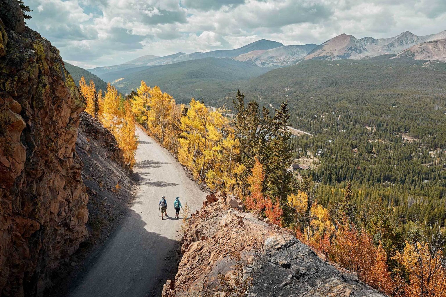 A couple hiking Boreas Pass in the fall