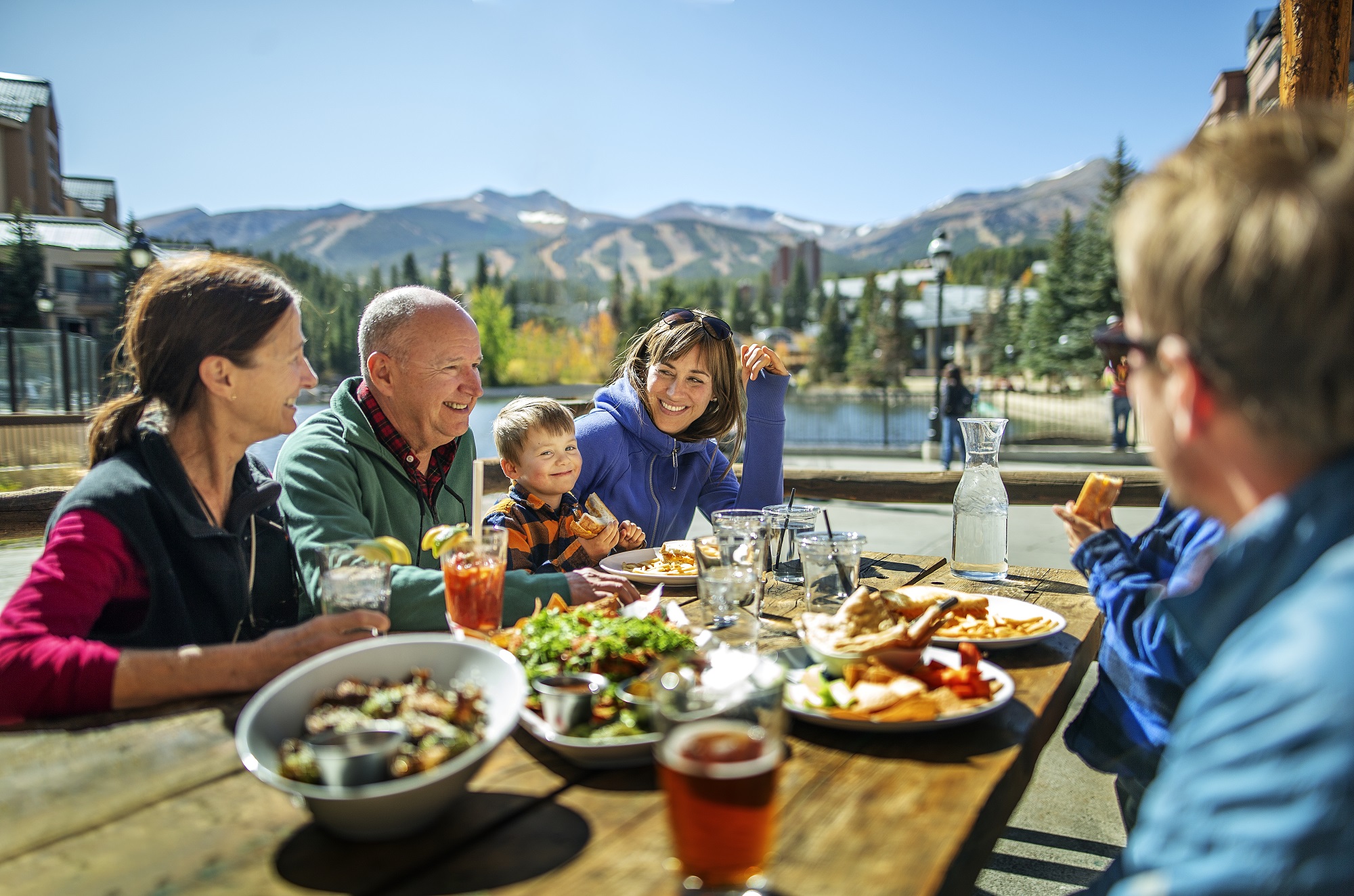 family dining outside in Breckenridge