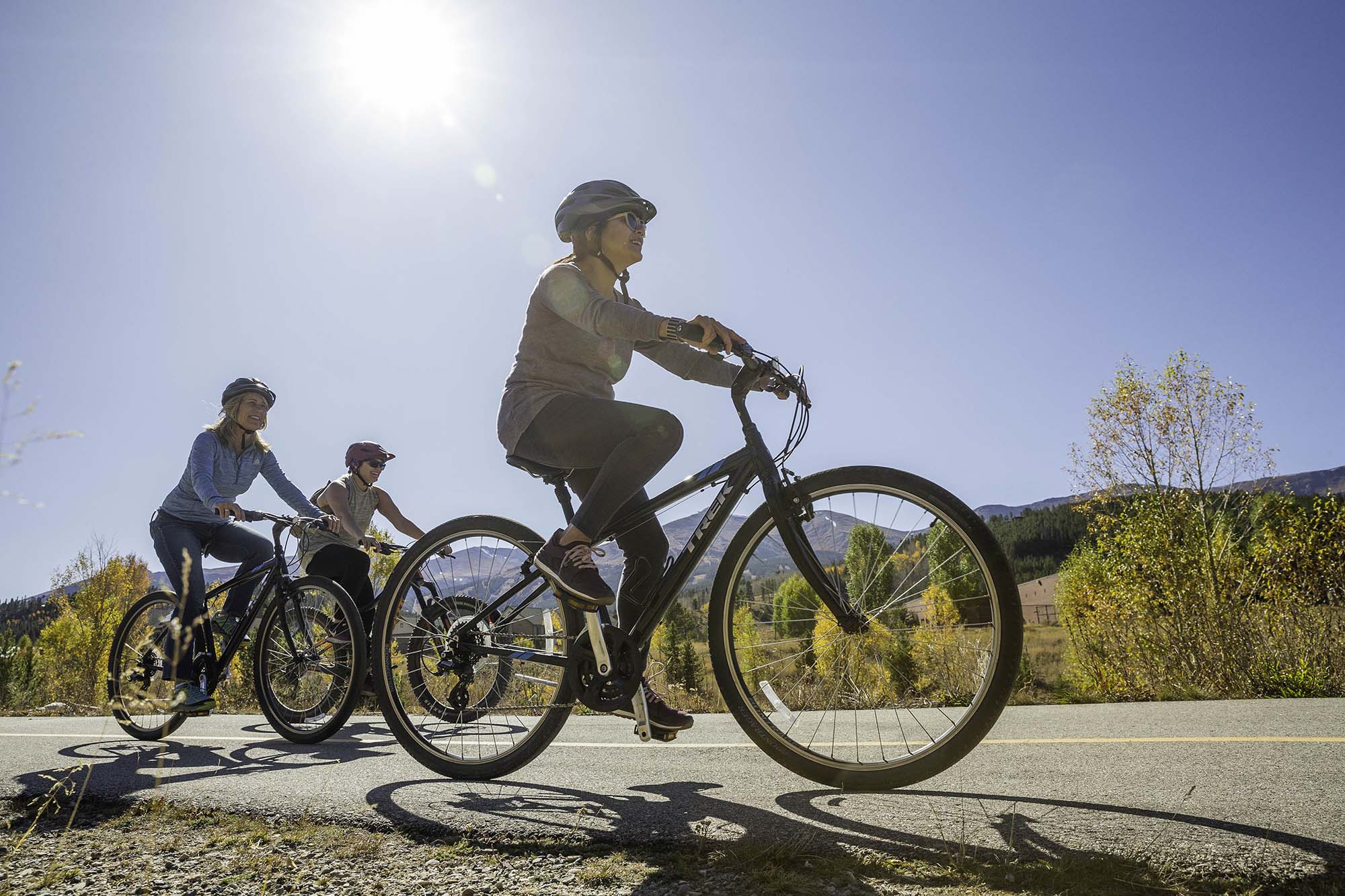 Bikers biking on bike path in Breckenridge, Coloraod