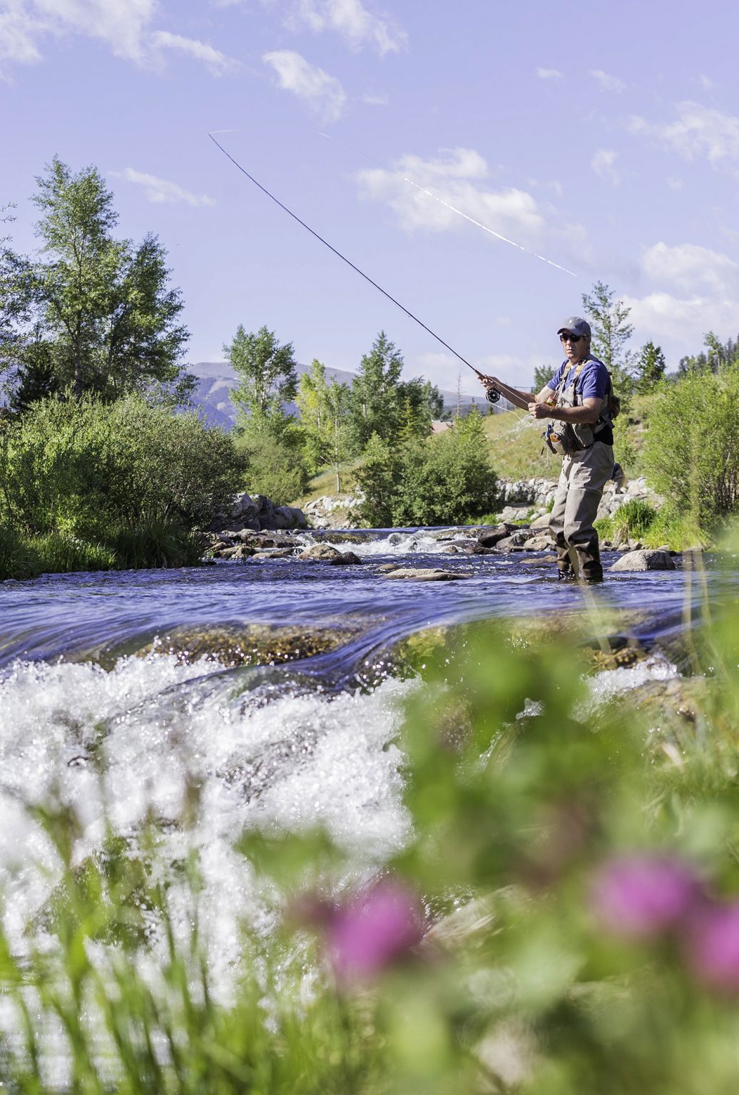 Fly-fishing in spring in Breckenridge Blue River