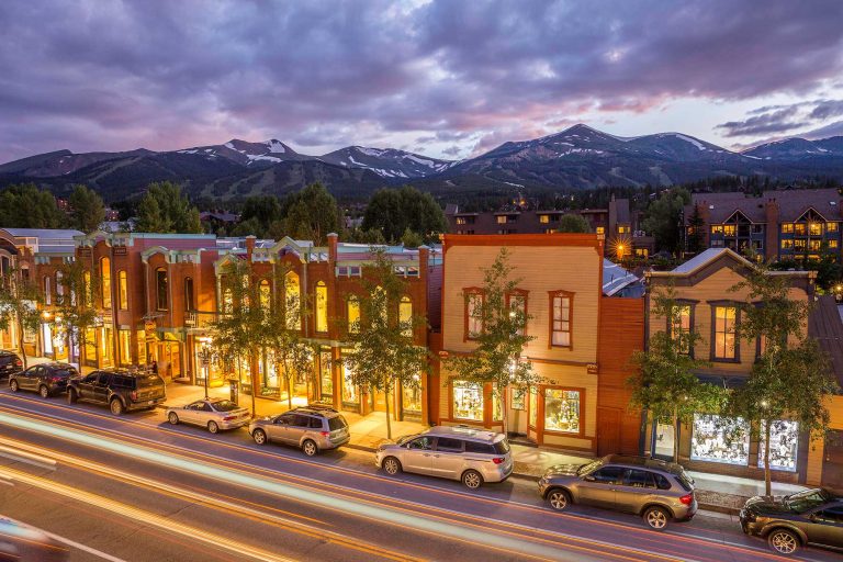 downtown Breckenridge at dusk