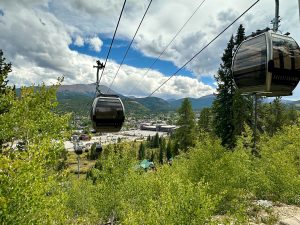 Gondola and green aspen trees