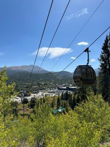 Gondola and mountains.